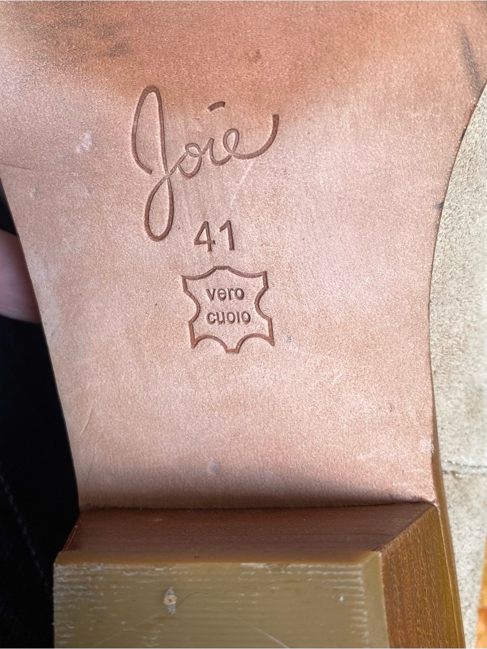 Joie "Makena" Calf Suede Fringe Ankle Booties in the color "Buff". Size 10 1/2 - Picture 5 of 5